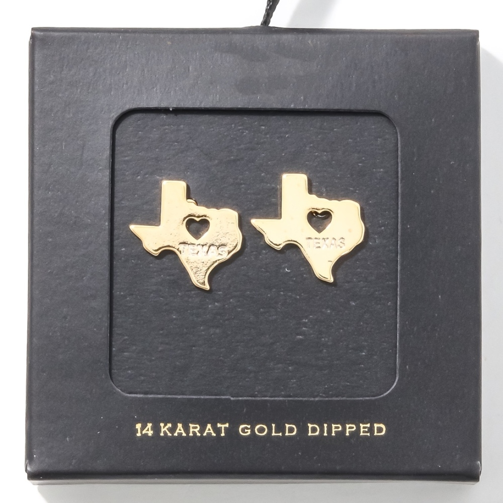 Texas State Icon Gold Plated Post Earrings
